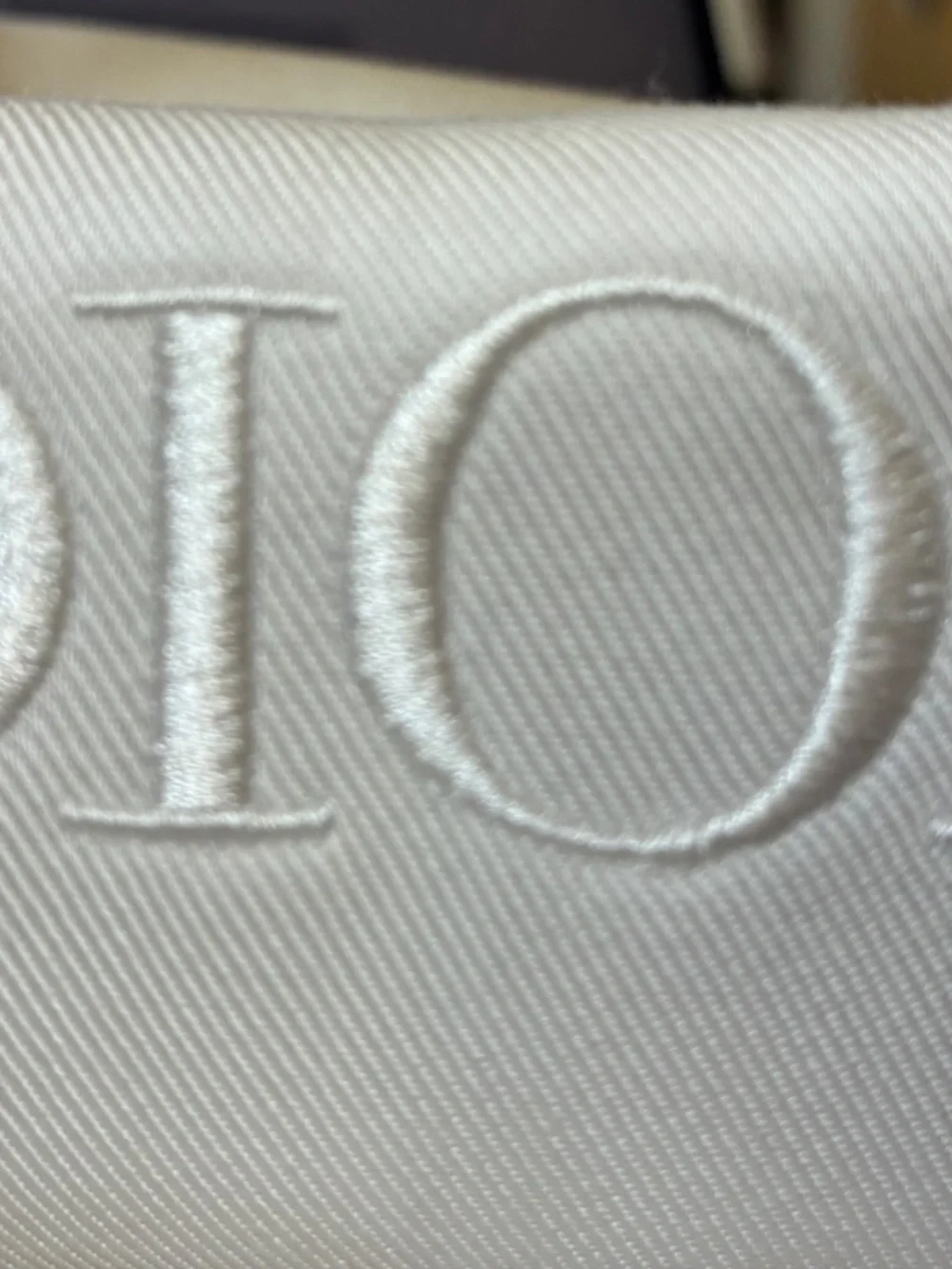 Dior Cream Denim & Gold Embroidered Pouch - Picture 2 of 4